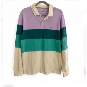 NWT PARTY PANTS RETRO LONG SLEEVE RUGBY STRIPED POLO SHIRT SIZE MEDIUM